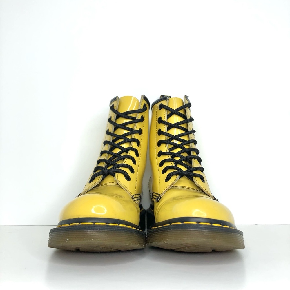 Dr Martens 1460 Pascal Patent Yellow Ankle Boots Women’s 7 Shoes - Picture 10 of 13